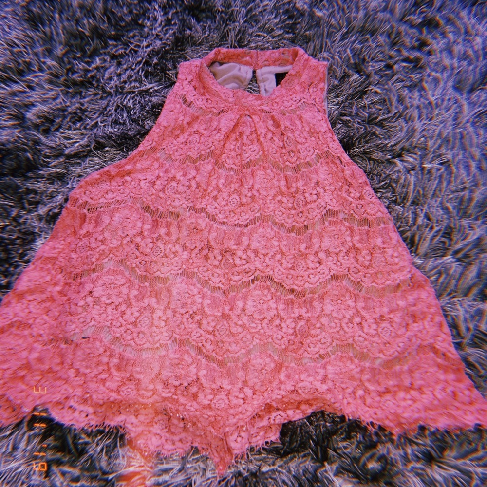 pink lace halter top